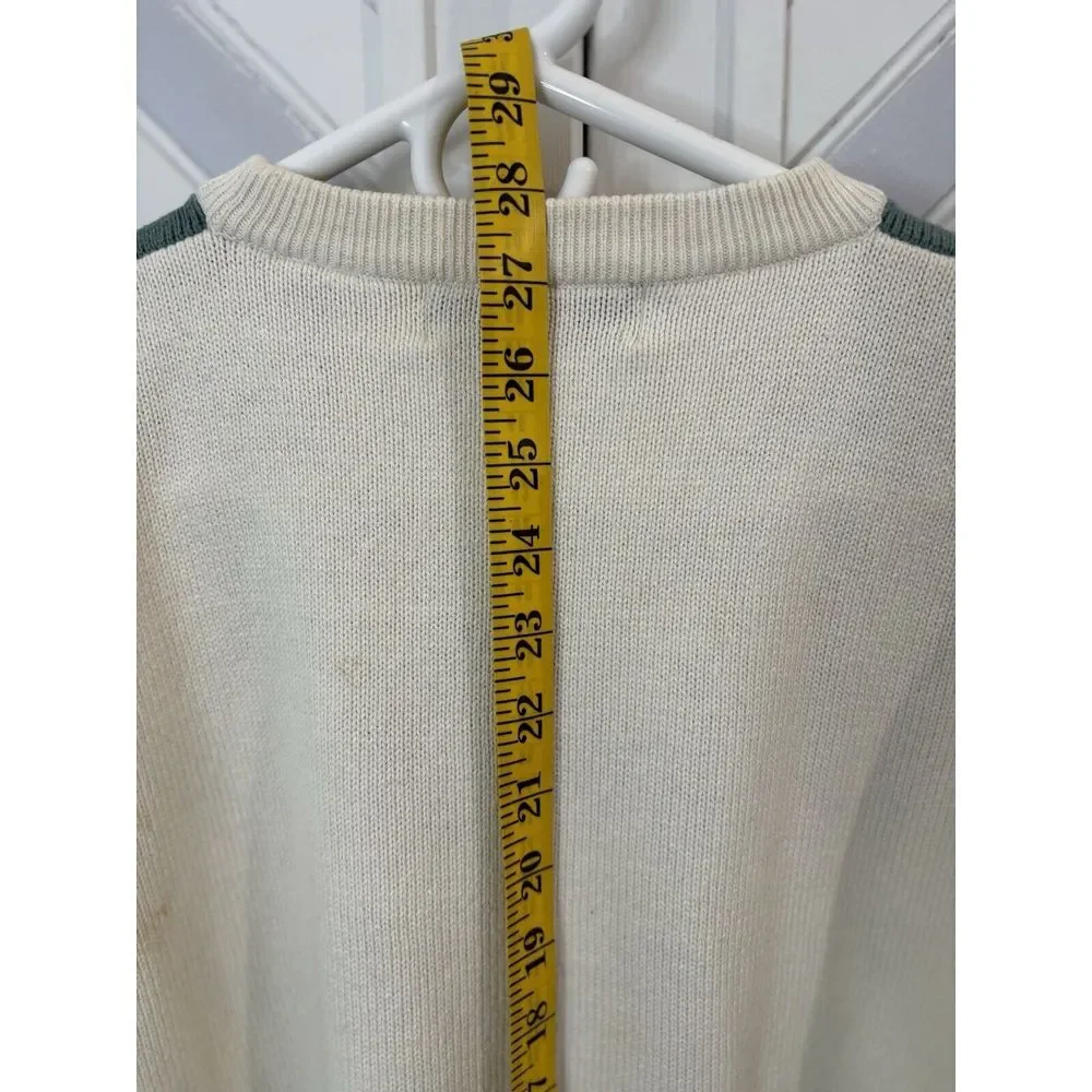 John Ashford Golf Men's Large Cream‎ Green Blue Argyle Long Sleeve Knit Sweater